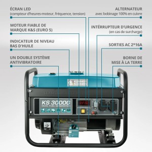 Konner & Sohnen Groupe électrogène 3000W essence/gaz KS3000G