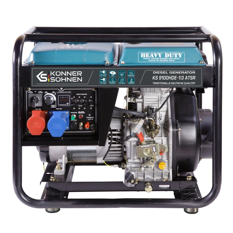 Konner & Sohnen Groupe électrogène diesel 7500W 230V/400V AVR compatible ATS KS9100HDE-1/3 ATSR
