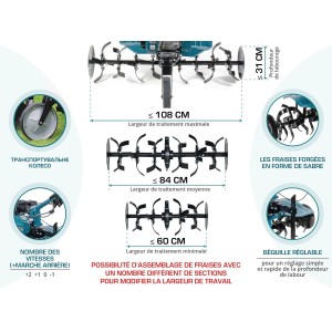 Konner & Sohnen Motoculteur thermique 212cc 108cm KS 7HP-950A