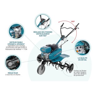 Konner & Sohnen Motoculteur thermique 212cc 108cm KS 7HP-950A